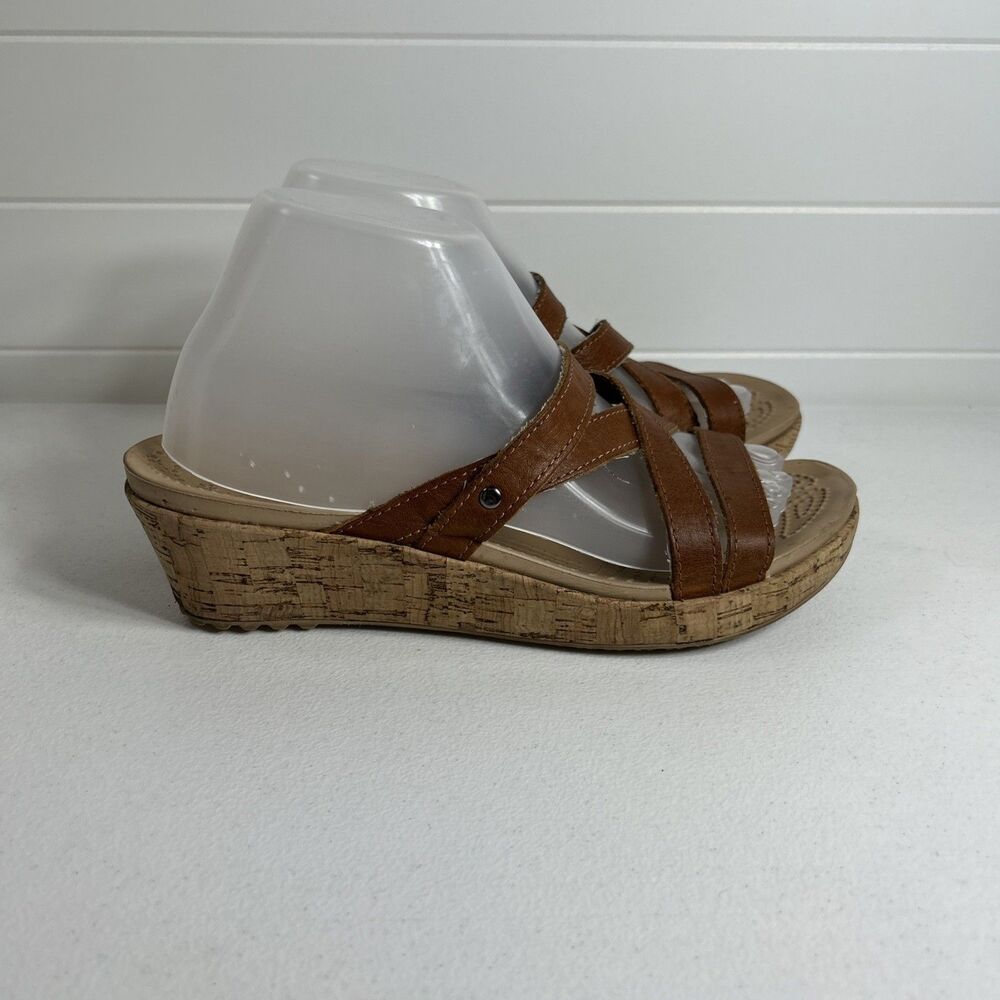 Crocs Sandals Women’s Size 9 Brown A Leigh Mini Wedge Strappy Shoes Comfort
